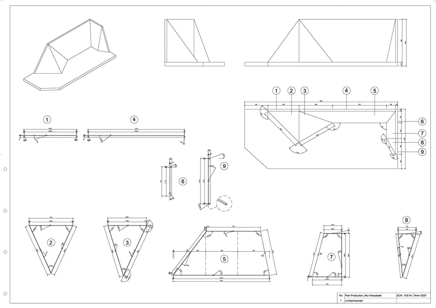 Plans de production de l'agencement